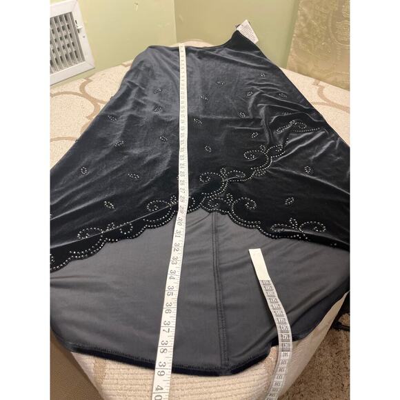 Vintage J.R. Nites by Caliendo velvet high low beaded formal skirt, size 8 - Picture 6 of 13